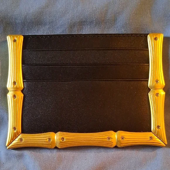 Brandon Blackwood Black Card Holder with Gold Trim - Picture 5 of 9